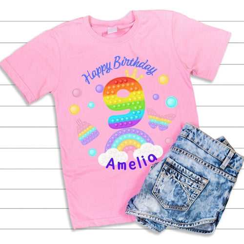 Popit Theme Customized T-Shirt for 9th Birthday | Ninth Birthday