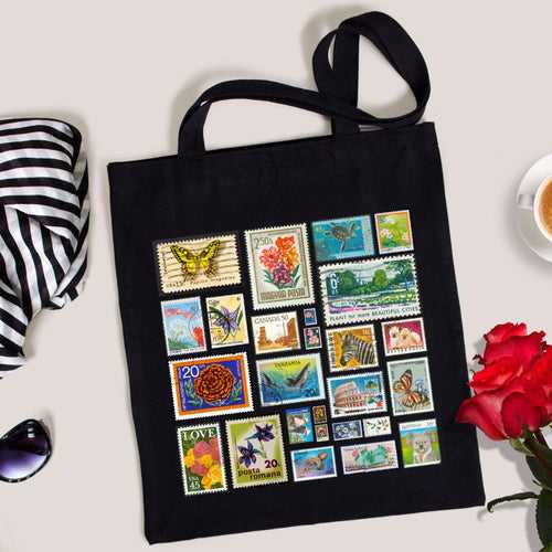 Stamp Graffiti Tote Bag with Zipper