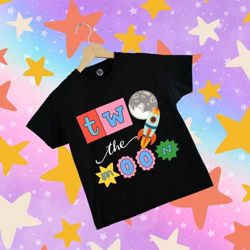 Two the moon | 2nd Birthday | Space Theme T-Shirt for Kids