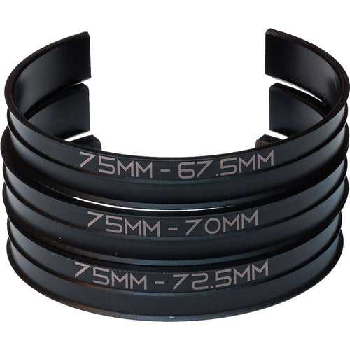 Lens Cuff Insert Adapter Ring Set for 75mm Lens Cuff (72.5, 70, 67.5mm Diameters)