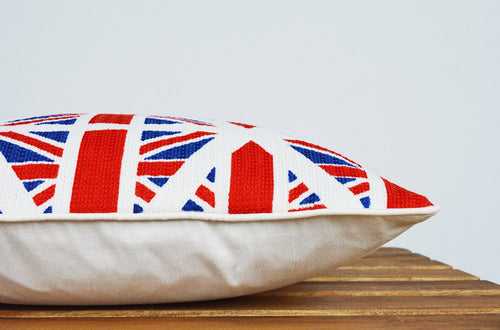 Union Jack Inspired Cushion Cover , Her Majesty's 90th , UK Cushion Cover , Union Jack Decorative Pillow , Union Jack Pillow, Blue Red White