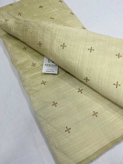 Embroidered raw silk fabric