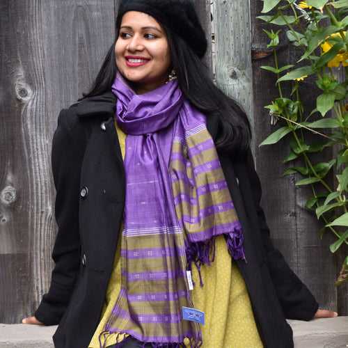 Chamak Purple Ikat Stole