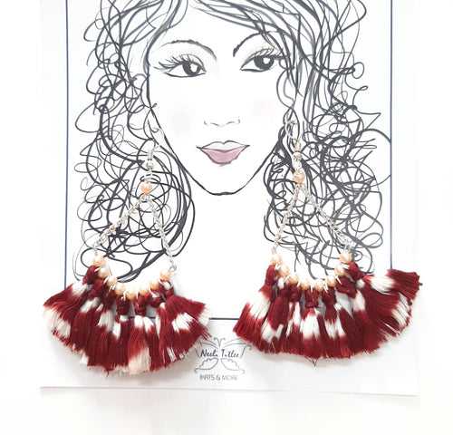 Zareena Maroon Ikat Earrings