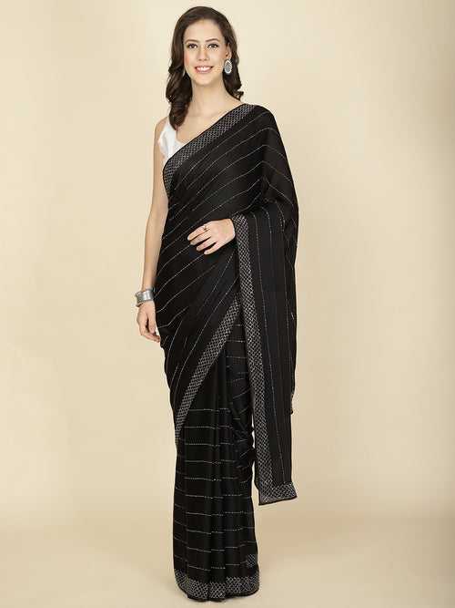 Stone Embroidered Chiffon Saree