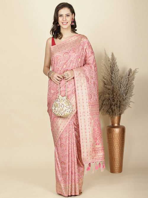 Resham Zari Jaal Embroidered Banarsi Woven Saree