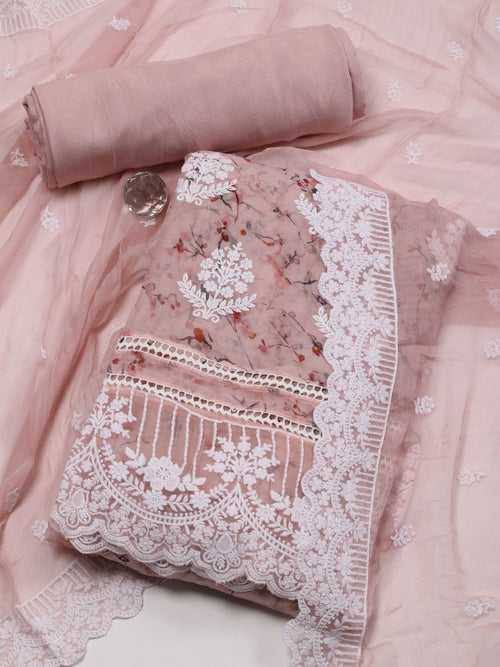 Embroidered Chiffon Unstitched Suit Piece With Dupatta