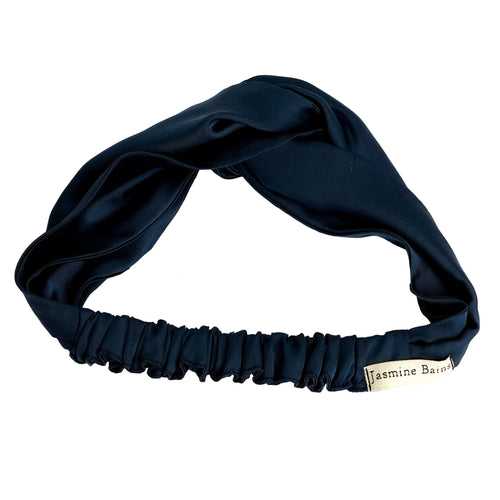 Mulberry Silk Knotted Headband - Midnight-Blue