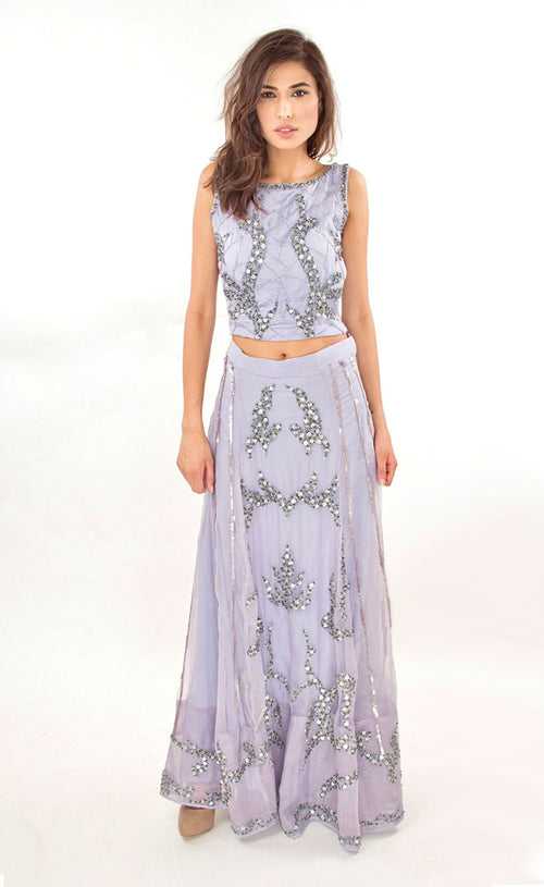 Lavender Fully Embellished Skirt Set