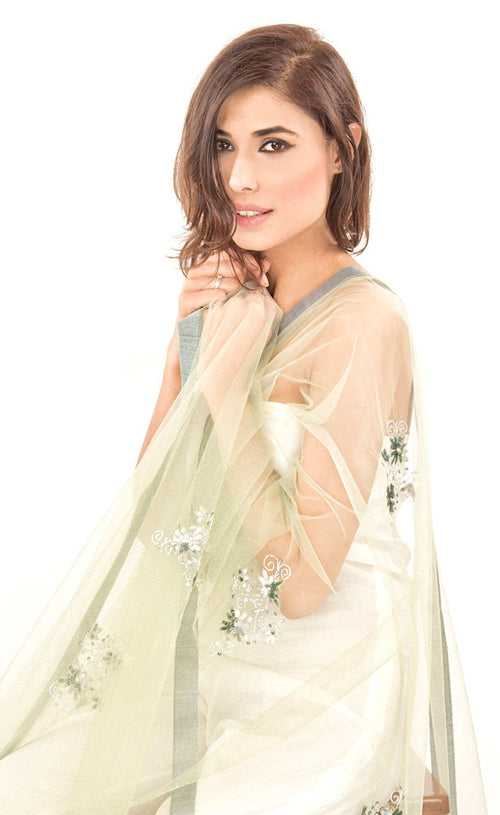 Sequin Embellished Tulle Net Dupatta