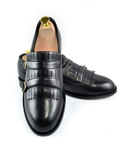 Black Double Buckle Loafers