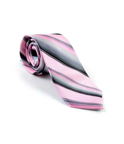 Pink & Grey Stripes Neck Tie