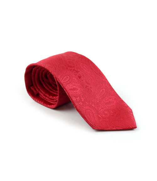 Scarlet Red Paisley Neck Tie