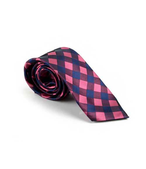 Pink & Blue Checks Neck Tie