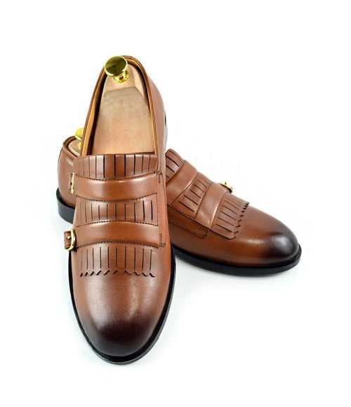 Tan Double Buckle Loafers