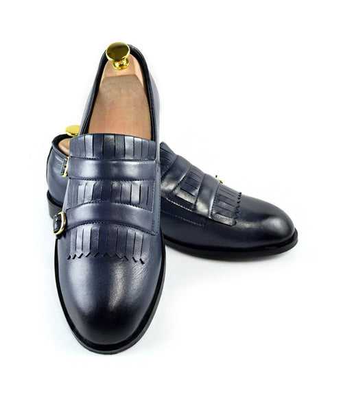 Blue Double Buckle Loafers
