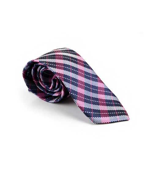 Pink & Blue Plaid Neck Tie