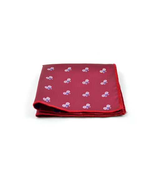 Rich Maroon Blue Bicycle Pocket Square