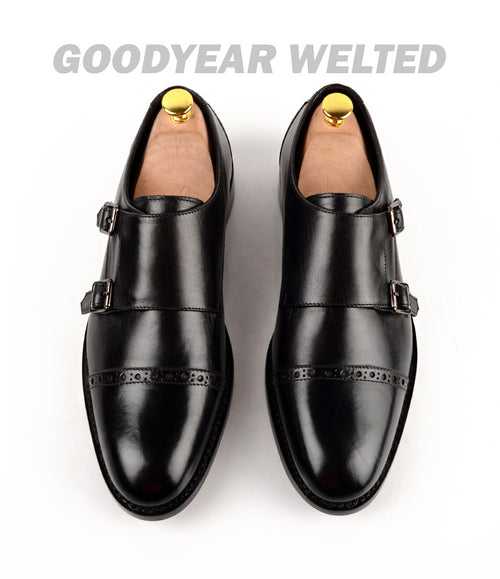 Goodyear Welted - Double Monk Strap - Black