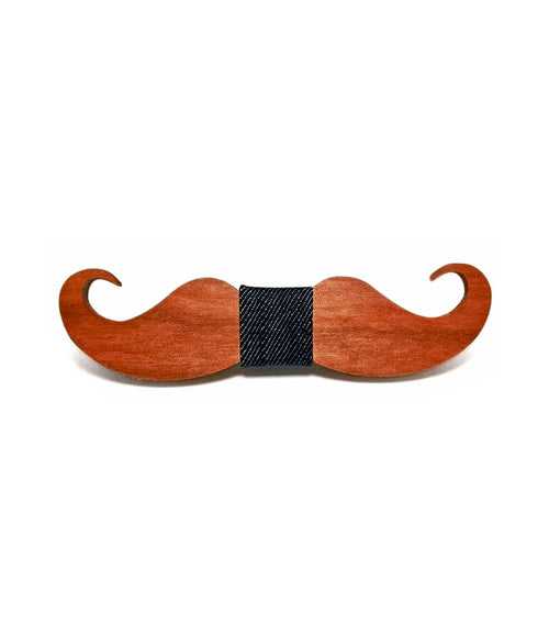 Wooden Mustache Bow Tie