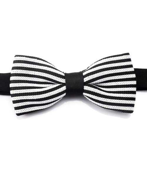 Black & White Stripes Knitted Bow Tie