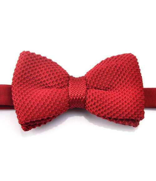Solid Red Knitted Bow Tie