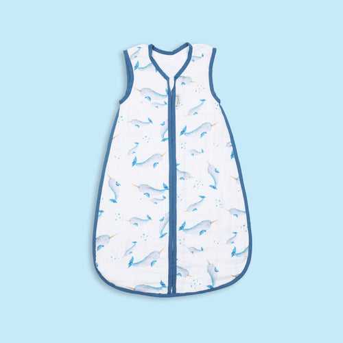 Bamboo Muslin Sleeping Bag - Believe in Narwhals