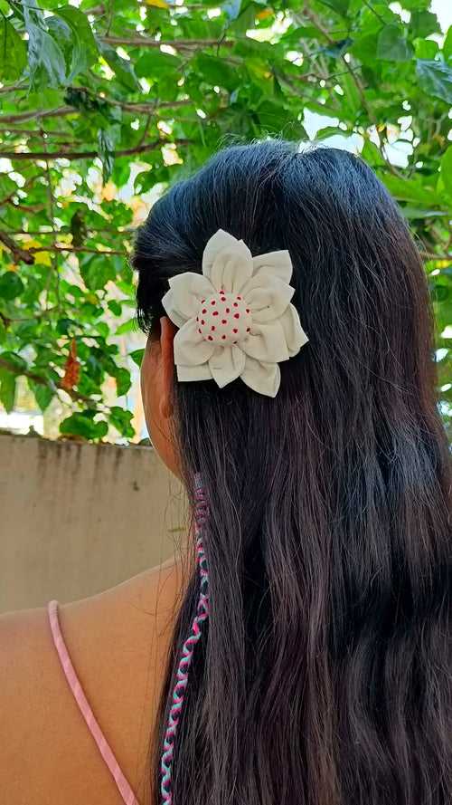 white Dahlia hair clip