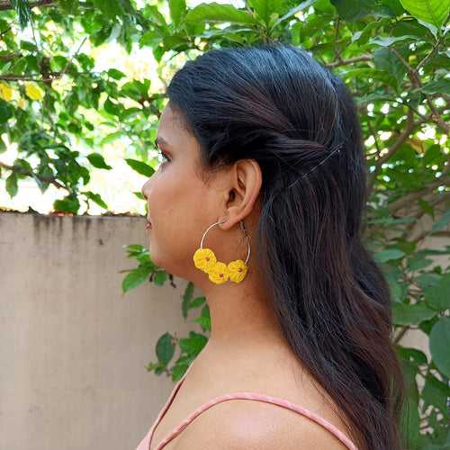 Yellow silver hoop earring