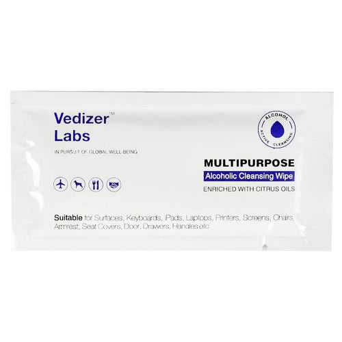 Vedizer Labs Multipurpose Alcoholic Cleansing Wipe - Pack of 10 Wipes