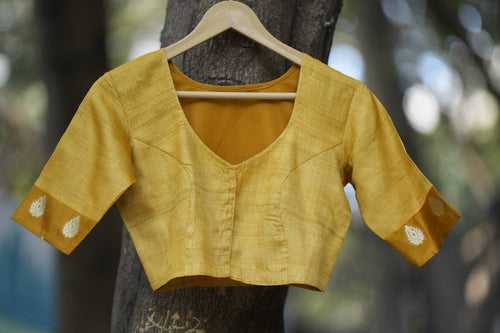 Nutan Tussar Blouse - Mustard Yellow