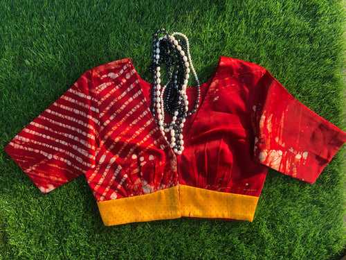 Magic Mashru Batik Blouse - Red and White