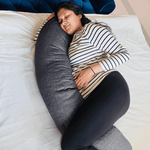 Sophia - Memory Foam & Micro Fiber J-Shaped Pregnancy Pillow for Full Body Support  - Medium Firm