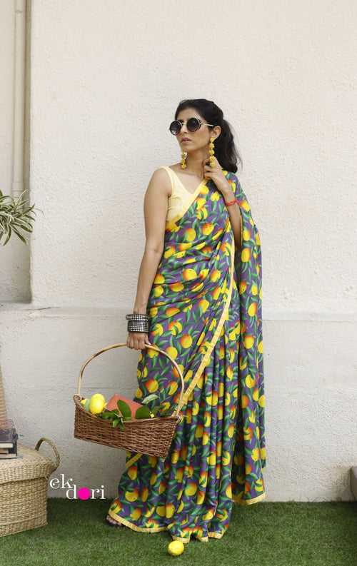 Lemon Saree : Fun Under The Sun Saree Collection : Fun Printed Sarees For Summer