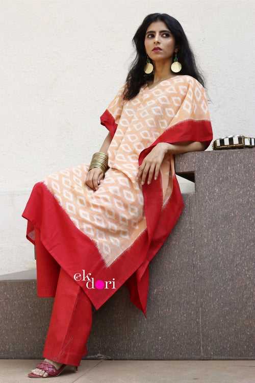 'Mango Season' Handloom Ikat Kaftan Kurta Dress