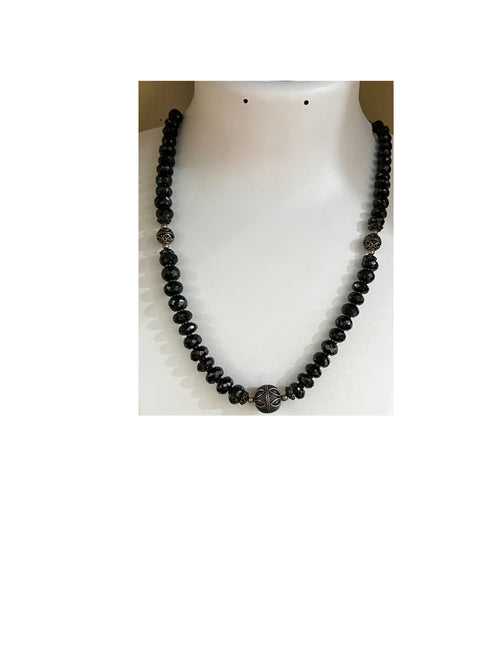 Black Spinel Silver Chain