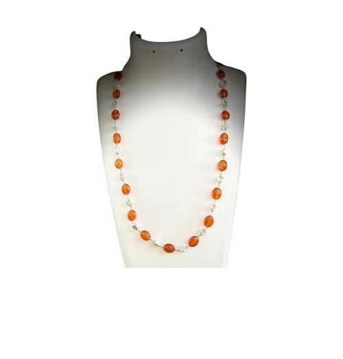 Carnelian Silver Chain Gemstone Necklace