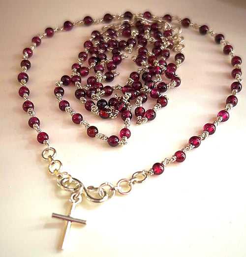 Garnet Silver Chain & Bracelet