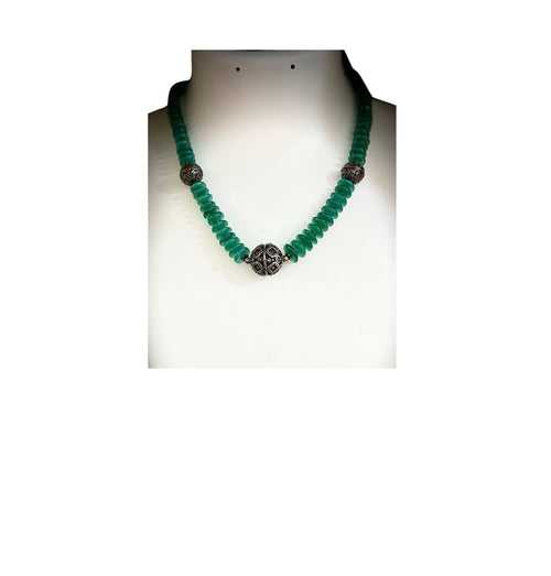 Green Onyx Silver Gemstone Chain