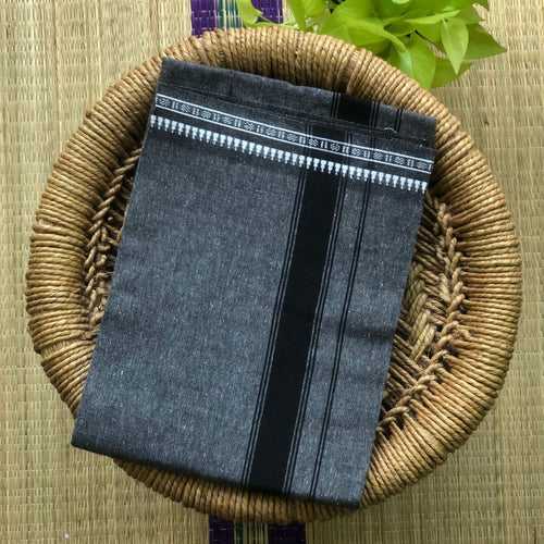 Indian Cotton powerloom, Dhoti Mundu -Dark Grey Colour