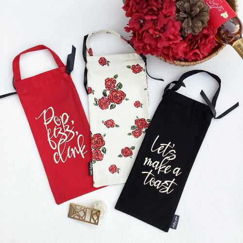 WINE BAGS {roses are red} - pack of 3