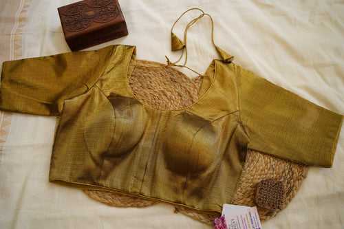 Gold antique Readymade Brocade Blouse Pc12745