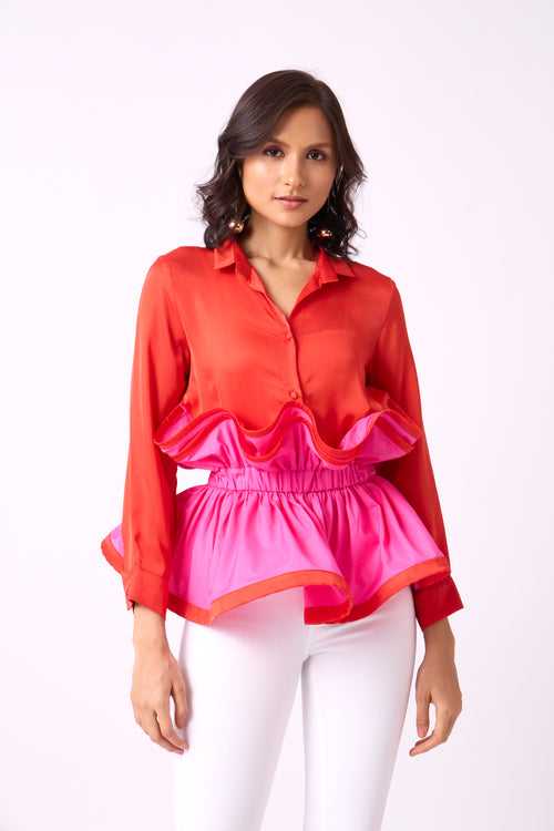 Alexa Satin Top - Scarlet Red