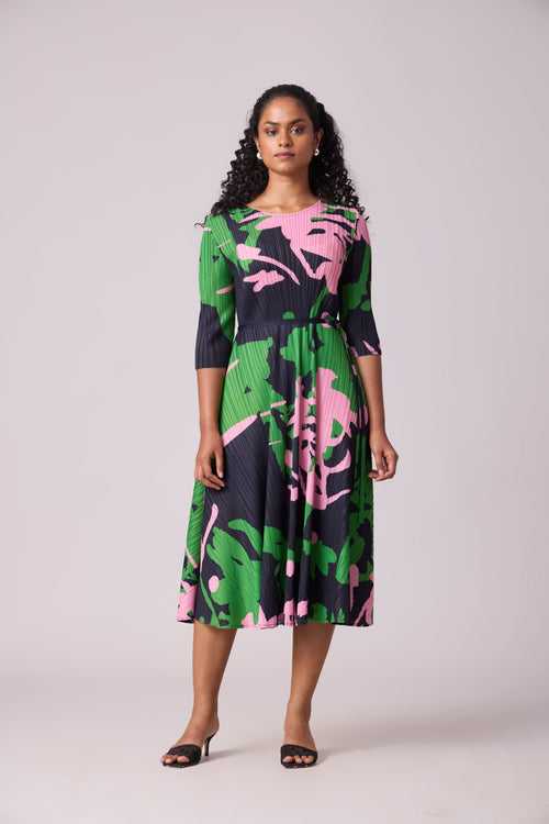 Evelyn Print Dress - Black