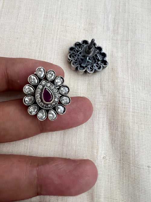 Zircon & ruby stone studs