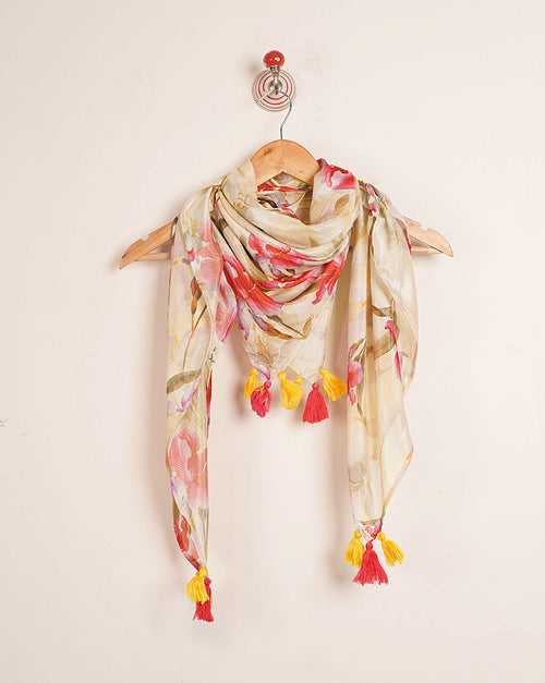 Floral Digital Print Chiffon Scarf