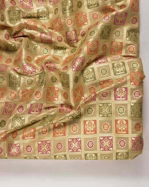 Zari Jacquard Pure Taffeta Silk Fabric