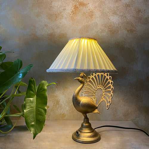 Antique Brass Peacock Table Lamp