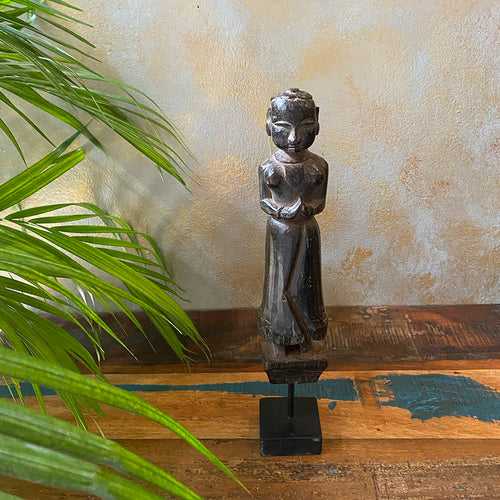 Antique Wooden Lady on Stand