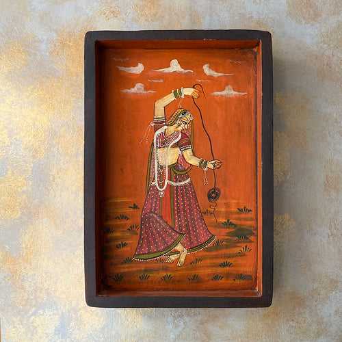 Wooden Painted Frame " Indian Woman"